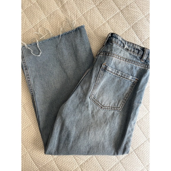 MuMu Jeans Women's High Rise Wide Leg Cropped Distressed Raw Hem Size XS - Picture 4 of 5